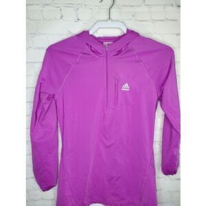 Adidas shirt womens M purple quarter zip techfit hoodie pullover workout run